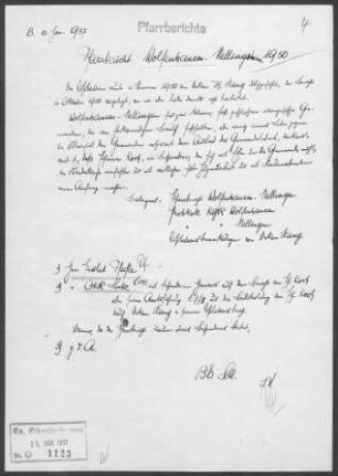 Wolfenhausen-Nellingsheim: Pfarrbericht 1950