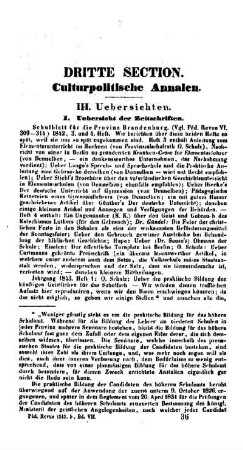 Uebersichten : dritte Section