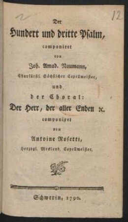 Der Hundert und dritte Psalm