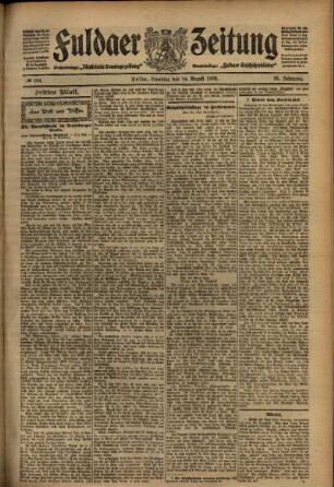 Dritte Ausgabe vom Samstag, den 14. August 1909.