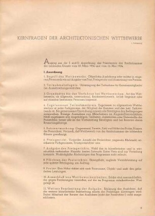 Kernfragen der Architektonischen Wettbewerbe [1. Fortsetzung]
