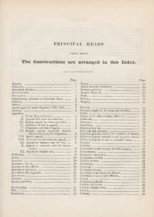 Principal heads under which the constructions are arranged in this index