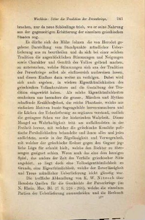 Ueber die Tradition der Perserkriege