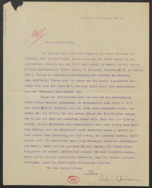 Brief an B. Schott's Söhne : 06.05.1924