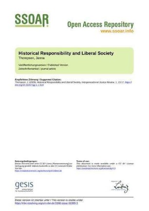 Historical Responsibility and Liberal Society