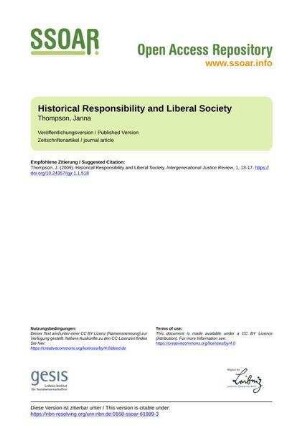 Historical Responsibility and Liberal Society