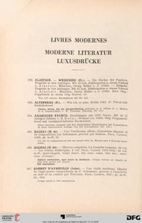 Livres modernes (Nr. 392-631)