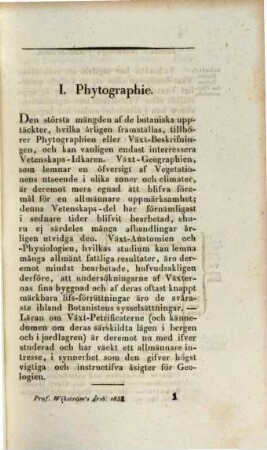 Års-Berättelse om botaniska arbeten och upptäckter : för år .... 1832 (1833)