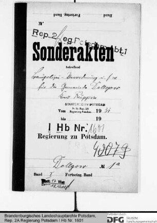 Baupolizeiverordnung für die Gemeinde Dollgow, Kr. Ruppin