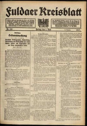 Ausgabe vom Freitag, den 01. Juni 1917.
