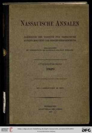 50: Nassauische Annalen: Jahrbuch des Vereins für Nassauische Altertumskunde und Geschichtsforschung