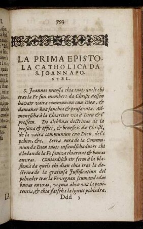 La Prima Epistola Catholica Da S. Joann Apostel.
