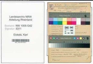 Entnazifizierung Karl Eickels , geb. 13.01.1902 (Schlosser)