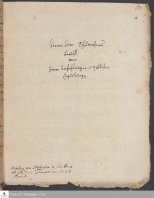 Brief von Samuel Schuhmacher an [Unbekannt].