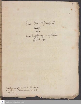 Brief von Samuel Schuhmacher an [Unbekannt].