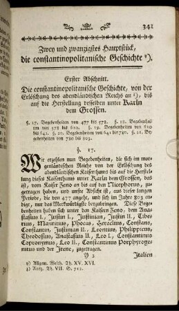 Zwey und zwanzigstes Hauptstück, die constantinopolitanische Geschichte