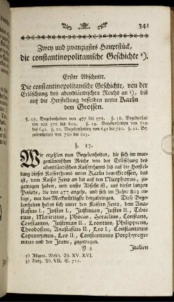 Zwey und zwanzigstes Hauptstück, die constantinopolitanische Geschichte