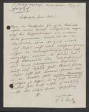 Brief von Gabriel Strobl an Unbekannt