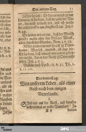 Der dritte Tag. Von unserem Leben, als einer Reise nach dem ewigen Vaterlande.