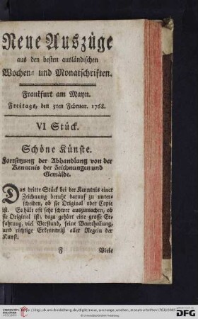 (VI. Stück. Freitags, den 5ten Februar - IX. Stück. Freitags, den 26ten Februar)