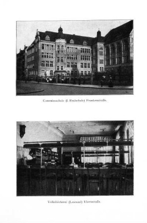 Comeniusschule (I. Realschule) Frankenstraße. Volksbücherei (Lesesaal) Ebersstraße
