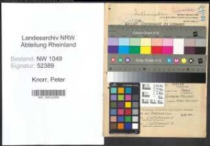 Entnazifizierung Peter Knorr , geb. 20.12.1901 (Stadtinspektor)