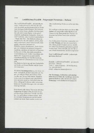 "Anzeige" LesBISchwulTranSM - Polymorph Perverses - Referat