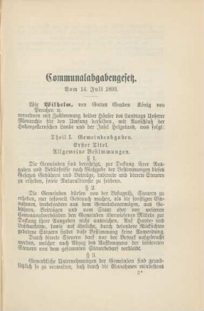 Communalabgabengesetz. Vom 14. Juli 1893