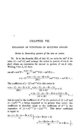Chapter VII - IX. Expansion of Functions. Circular Functions. Trigonometrical Tables.