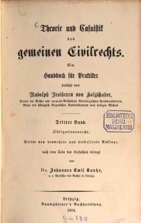Theorie und Casuistik des gemeinen Civilrechts : ein Handbuch für Praktiker, 3. Obligationenrecht