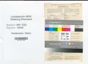 Entnazifizierung Heinz Huelsmann , geb. 03.03.1921 ()