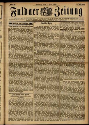 Erste Ausgabe vom Sonntag, den 07. Juni 1891.