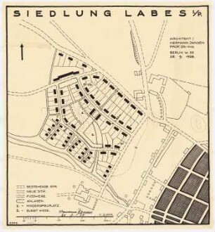 Teilbebauungsplan Labes: Lageplan 1:2000, Maßstabsleiste
