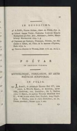 91-111, Mythologiae, Fabularum, et Artis Poeticae Scriptores - Poetae Graeci