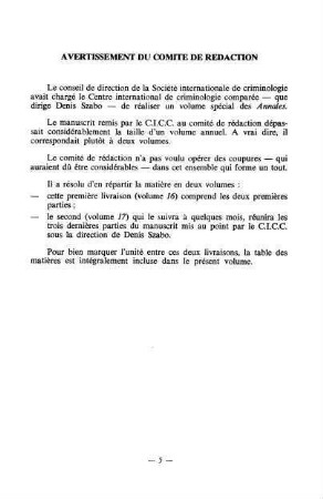 Avertissement du comité de rédaction