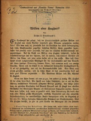 Wilson oder Hughes? : Von John L. Stoddard