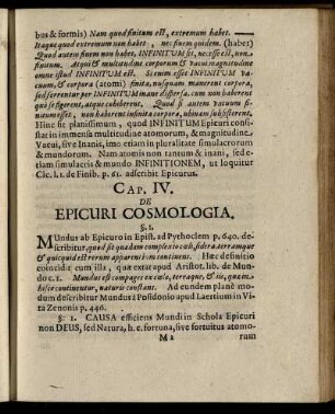 Cap. IV. De Epicuri Cosmologia.