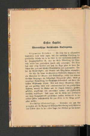 Erstes Kapitel. übermäßige Geschlechts-Aufregung.