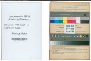 Entnazifizierung Peter Plenker , geb. 01.08.1888 ()