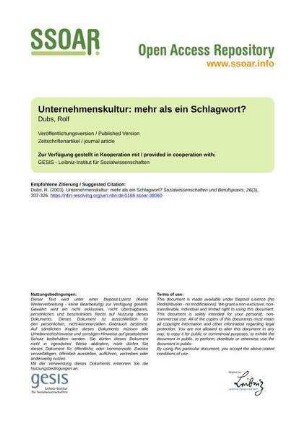 Unternehmenskultur: mehr als ein Schlagwort?