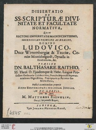 Dissertatio De SS. Scripturae Divinitate Et Facultate Normativa