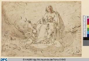 Maria mit Kind und zwei Putten auf Wolken