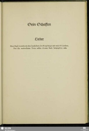 Sein Schaffen