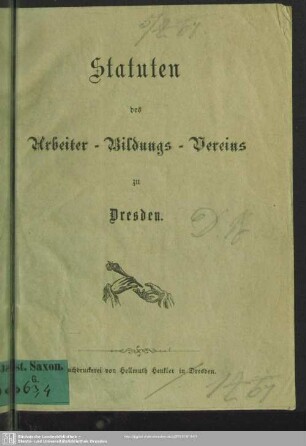 Statuten des Arbeiter-Bildungs-Vereins zu Dresden
