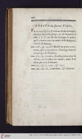 Errata du second volume