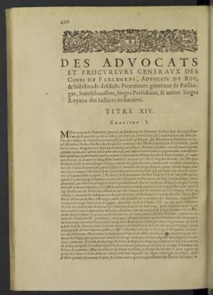 Des advocats et procureurs generaux ... Titre XIV.