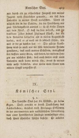 IX. Komischer Styl.