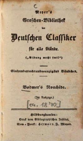 Bodmer's Noachide : (Im Auszuge)