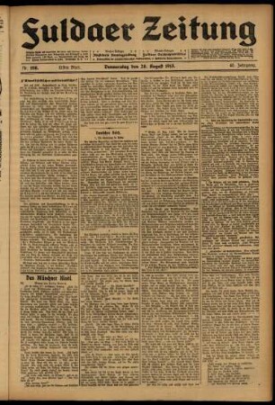 Erste Ausgabe vom Donnerstag, den 28. August 1913.