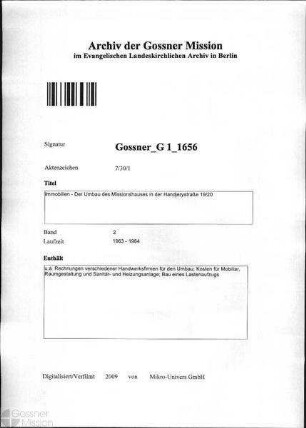 Immobilien - Der Umbau des Missionshauses in der Handjerystraße 19/20